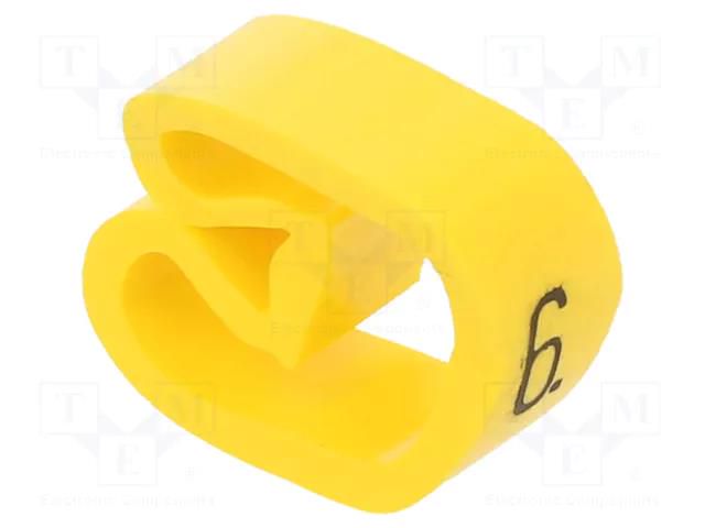 Markers; Marking: 6; 8÷16mm; PVC; yellow; -30÷60°C; leaded; PA-3 PARTEX PA-30006AV40.6