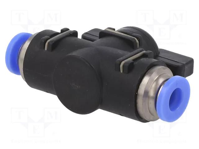 Shutoff valve; 0÷10bar; nickel plated brass,PBT; 6mmx2; 0÷60°C PNEUMAT 191.006