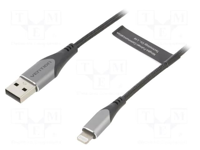 Cable; USB 2.0; Apple Lightning plug,USB A plug; 0.5m; black VENTION LABHD