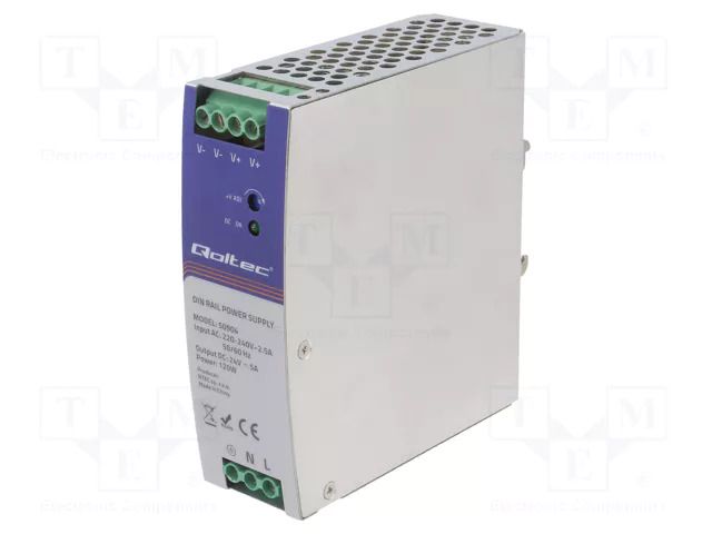 Power supply: switching; for DIN rail; 120W; 24VDC; 5A; 220÷240VAC QOLTEC QOLTEC-50904