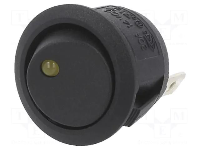 ROCKER; SPST; Pos: 2; ON-OFF; 20A/14VDC; black; LED; RA; Body: black SWITCH COMPONENTS RA2-1A-DC-2-AL