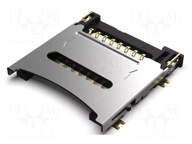 Connector: for cards; microSD; with hinged cover; SMT; gold flash GCT MEM2067-02-180-00A