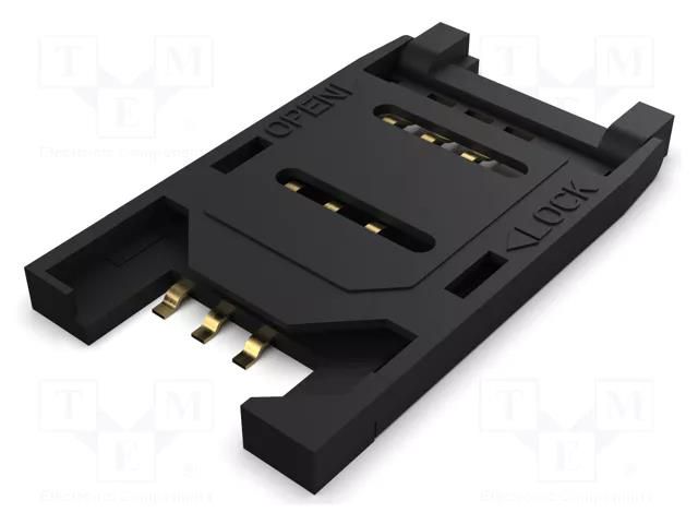 Connector: for cards; Mini SIM; with hinged cover; SMT; PIN: 6 GCT SIM5060-6-0-26-00A