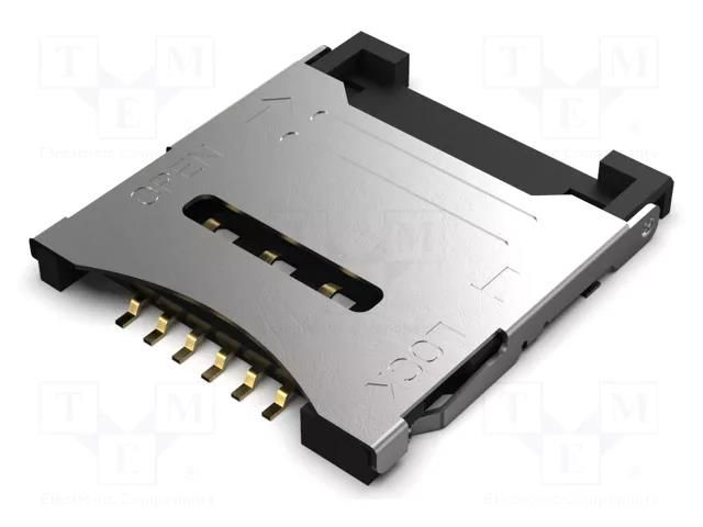 Connector: for cards; Micro SIM; with hinged cover; SMT; PIN: 6 GCT SIM7200-6-0-18-00A