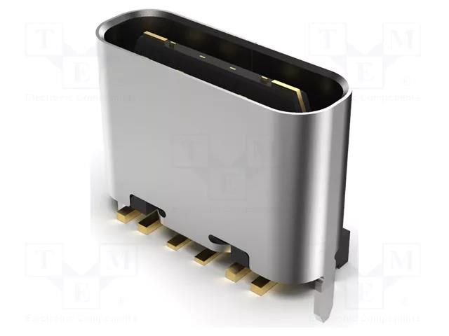 Connector: USB C; socket; SMT; PIN: 6; vertical; top board mount; 3A GCT USB4140-GF-0170-C