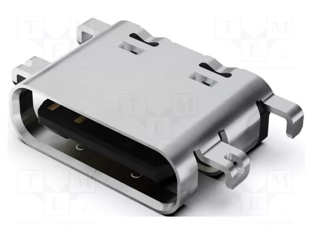 Connector: USB C; socket; SMT; PIN: 16; horizontal; USB 2.0; 5A GCT USB4520-03-1-A