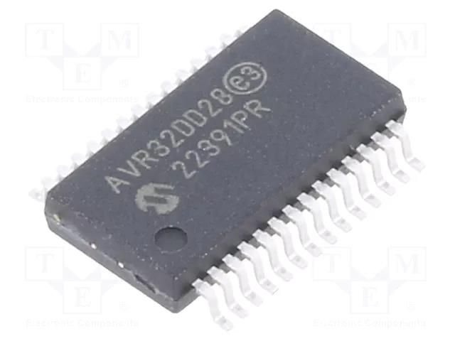 IC: AVR microcontroller; SSOP28; Ext.inter: 23; Cmp: 1; AVR32 MICROCHIP TECHNOLOGY AVR32DD28-I/SS