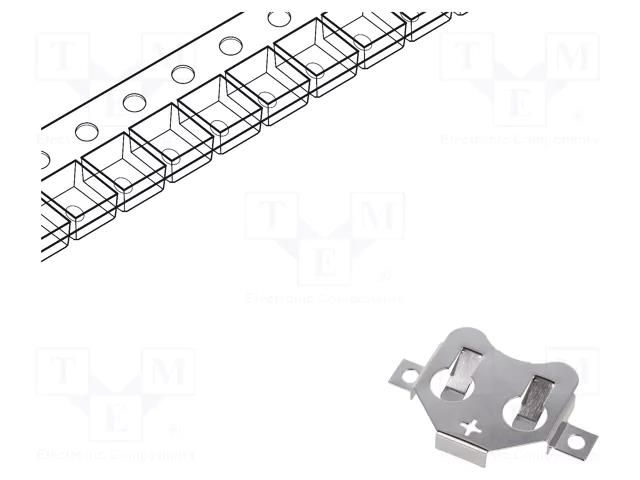 Clip; CR2020,CR2025,CR2032; Batt.no: 1; SMT; solder lugs; H: 3.96mm KEYSTONE KEYS3002TR