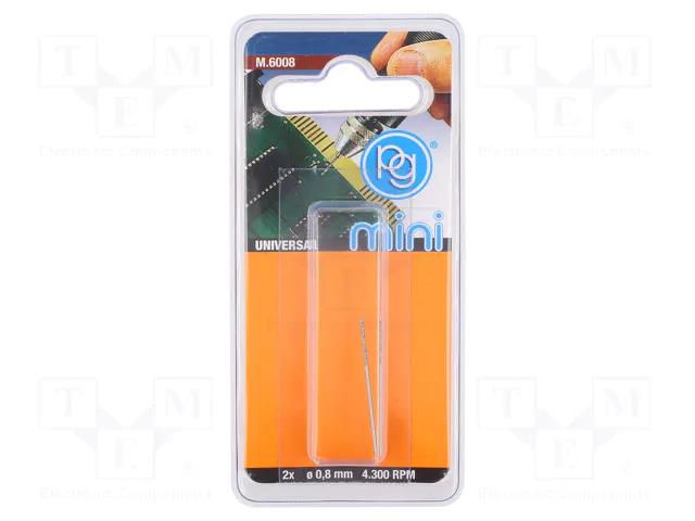 Drill bit; for metal; Ø: 0.8mm; high speed steel; 2pcs. PG MINI PG-M6008