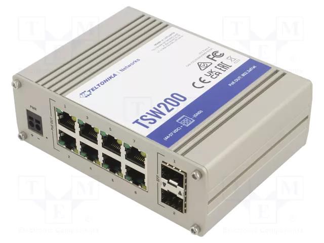 Switch PoE Ethernet; unmanaged; Number of ports: 8; 7÷57VDC; RJ45 TELTONIKA TSW200