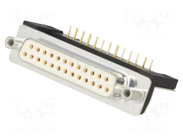 D-Sub; PIN: 25; socket; female; for panel mounting,on PCBs; THT Deltron AG DTS25SYC/2M66UN