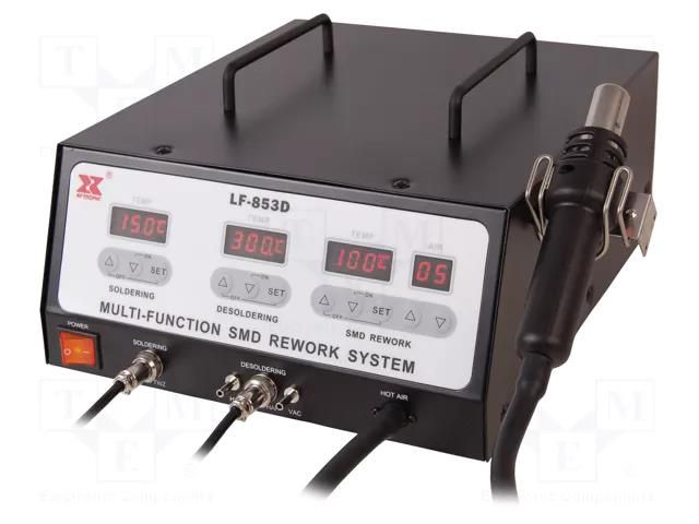 Station: service; 900W; 150÷480°C; ESD; 220VAC; 1.5÷40l/min; Ch: 3 XYTRONIC XY-LF853D