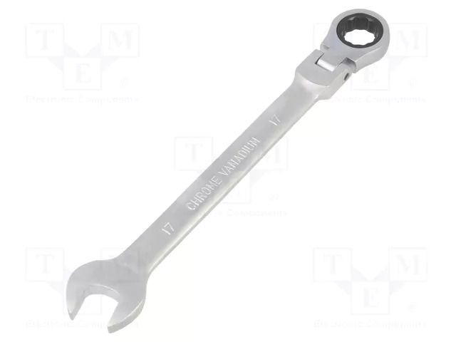 Wrench; combination spanner,with ratchet,with joint; 17mm PG TOOLS PG-T097