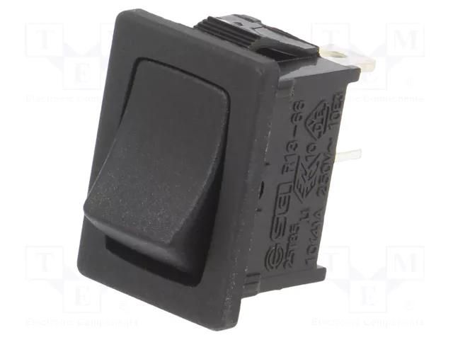 ROCKER; SPST; Pos: 2; OFF-(ON); 10A/24VDC; black; none; RF; UL94V-2 SWITCH COMPONENTS RF1-1B-DC-2-B