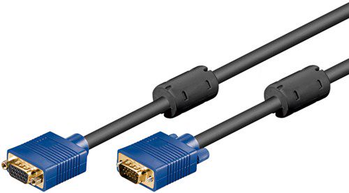 Full HD SVGA Monitor Extension Cable, gold-plated, 1.8 m, blue-black - VGA male (15-pin) > VGA female (15-pin) 93613