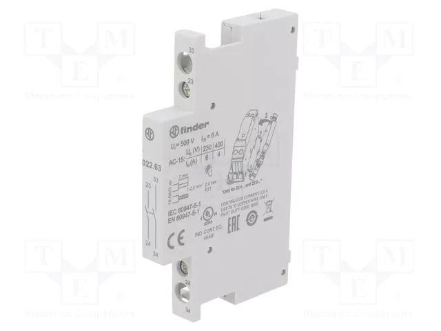 Auxiliary contacts; 22; side; Contacts: NO x2 FINDER 022.63