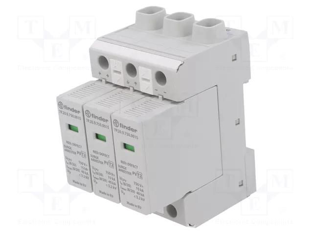 Surge arrester; Type 2; Poles: 3; 15kA; for DIN rail mounting FINDER 7P.23.9.500.0015