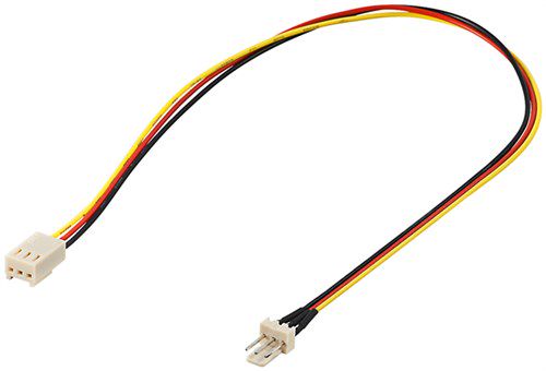 PC Fan Power Extension Cable, 3-Pin Male/Female Connector, 0.3 m - Fan male (3 pin) > Fan female (3 pin) 93631