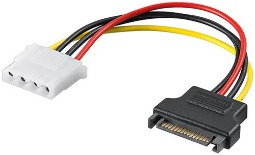 PC Power Cable/Adapter, SATA Female to 5.25 Inch Female, 0.17 m, yellow-red - SATA Standard male  > HDD/5.25 inch female (4 pin) 93634