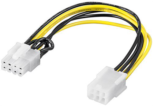 Power Cable/Adapter for PC Graphics Card, PCI-E/PCI Express, 6-Pin to 8-Pin, 0.21 m - PCIe female (6 pin) > PCIe male (8 pin) 93635