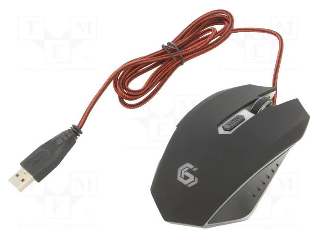 Mouse; black,red; USB A; optical,wired; 1.3m; No.of butt: 6 GEMBIRD MUSG-001-R