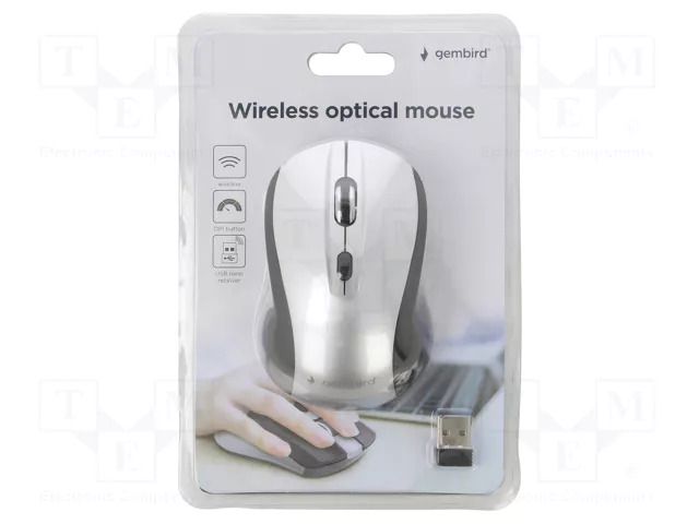 Mouse; black,silver; USB A; wireless,optical; DPI change button GEMBIRD MUSW-4B-02-BS