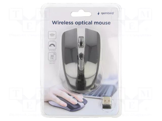 Mouse; black,grey; USB A; wireless,optical; DPI change button GEMBIRD MUSW-4B-04-GB