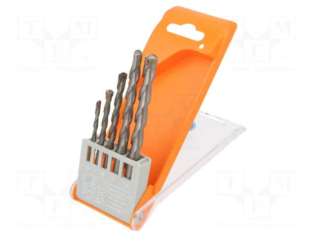 Drill set; for concrete; box; 4mm,5mm,6mm,8mm,10mm; 5pcs. PG PROFESSIONAL PG-15.608