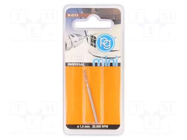 Drill bit; for metal; Ø: 1.5mm; high speed steel; precision PG MINI PG-M6215
