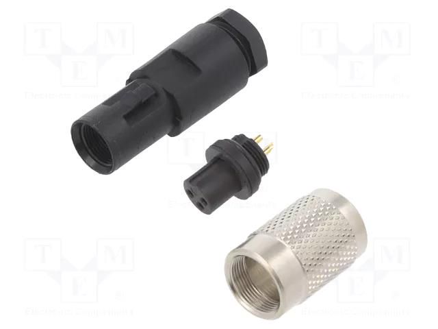 Connector: M9; plug; female; Plating: gold-plated; 125V; IP67; PIN: 3 BINDER 99-0406-00-03