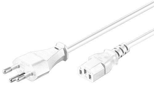IEC Cord Switzerland, 2 m, White, (3*1 mm²), 2 m - Swiss male (type J, SEV 1011) > Device socket C13 (IEC connection) 94015