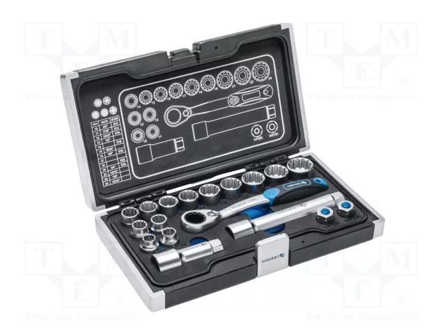Wrench-set; 12-angles,socket spanner; 18pcs. HÖGERT TECHNIK HT1R478