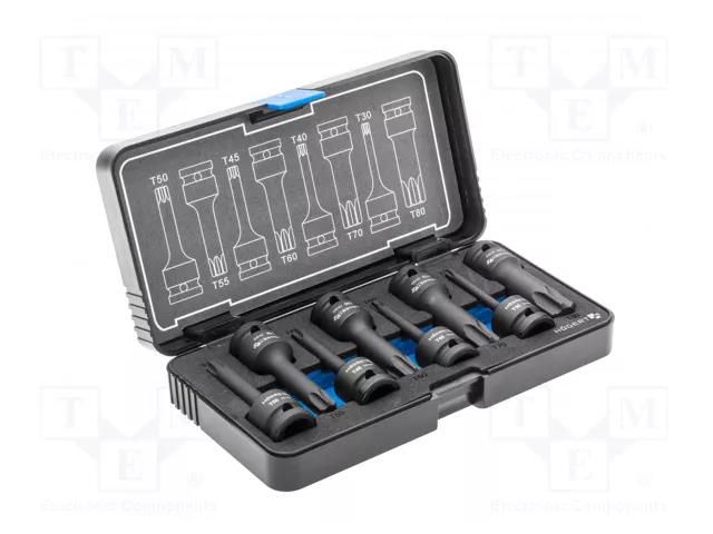 Wrenches set; socket spanner,Torx®,impact; Mounting: 1/2"; 8pcs. HÖGERT TECHNIK HT6R002