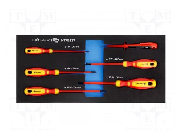 Kit: screwdrivers; insulated; in a foam tray; 6pcs. HÖGERT TECHNIK HT7G137