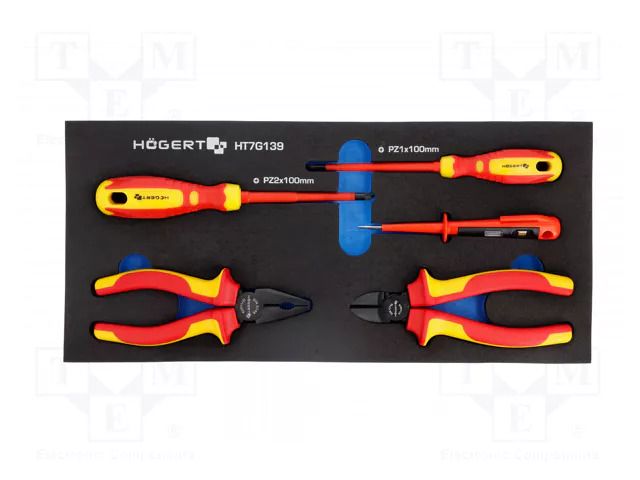 Kit: screwdrivers; in a foam tray; insulated; 5pcs. HÖGERT TECHNIK HT7G139