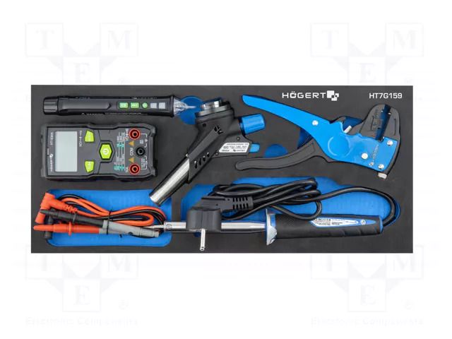 Kit: for assembly work; in a foam tray; for electricians; 5pcs. HÖGERT TECHNIK HT7G159