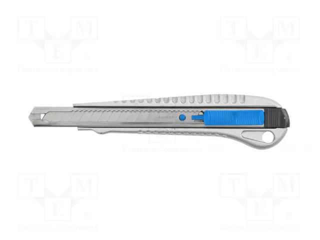 Knife; carton,textiles,universal; 9mm; Handle material: aluminum HÖGERT TECHNIK HT4C635