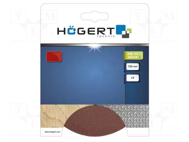 Sanding plate; Granularity: 220; Mounting: bur; Ø125mm; 5pcs. HÖGERT TECHNIK HT8D108