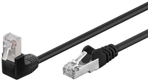 CAT 5e Patch Cable 1x 90° Angled, F/UTP, black, 0.25 m - copper-clad aluminium wire (CCA), 1x RJ45 male 90° (8P8C) 94185