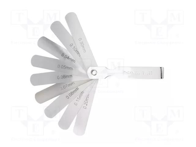 Metric feeler gauge; L: 75mm; Width: 13mm; 9pcs. HÖGERT TECHNIK HT8G330