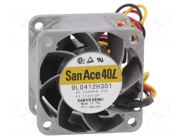 Fan: DC; axial; 12VDC; 40x40x28mm; 9.6m3/h; 40dBA; ball; 8400rpm SANYO DENKI 9L0412H301