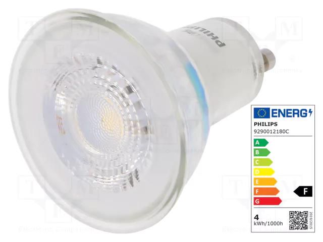 LED lamp; neutral white; GU10; 230VAC; 275lm; P: 3.5W; 36°; 4000K PHILIPS 72835200