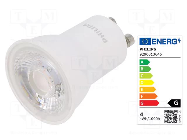 LED lamp; warm white; GU10; 230VAC; 240lm; P: 3.5W; 36°; 2700K PHILIPS 77591900