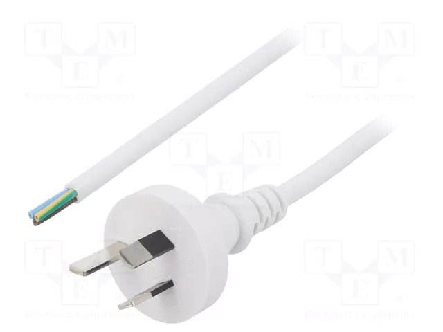 Cable; 3x0.75mm2; AS/NZS 3112 (I) plug,wires; PVC; 1.8m; white LIAN DUNG S27-3/07/1.8WH