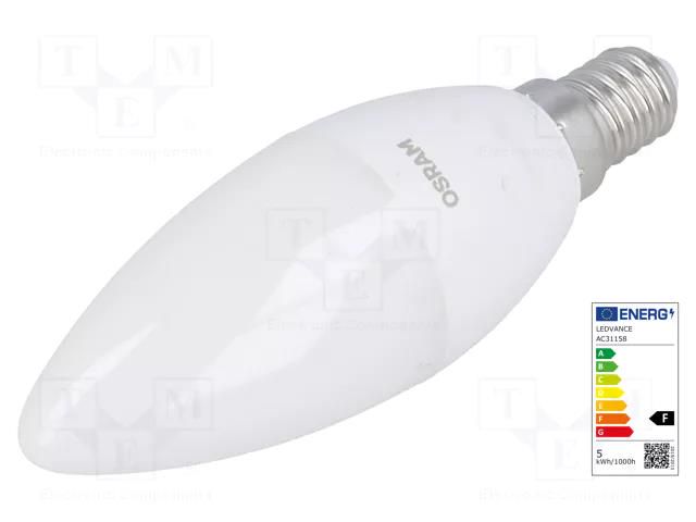 LED lamp; warm white; E14; 230VAC; 470lm; P: 5.7W; 2700K; CRImin: 80 ams OSRAM 4052899326453