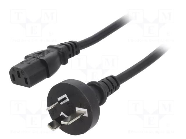 Cable; 3x1mm2; AS/NZS 3112 (I) plug,IEC C13 female; PVC; 3m; 10A LIAN DUNG SN27-3/10/3BK