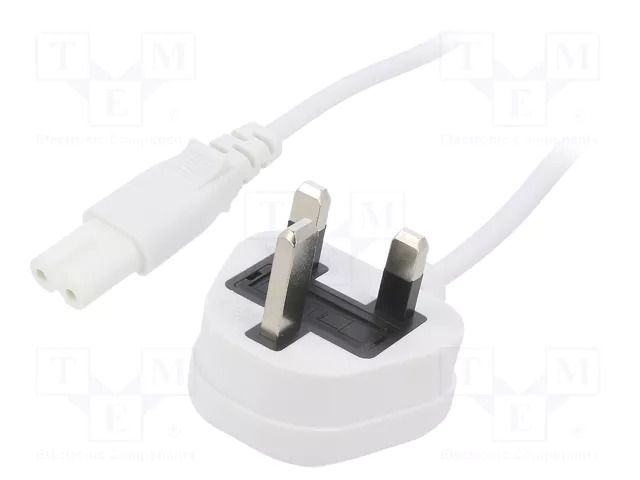 Cable; 2x0.75mm2; BS 1363 (G) plug,IEC C7 female; PVC; 1.8m; 3A LIAN DUNG SN38-2/07/1.8WH