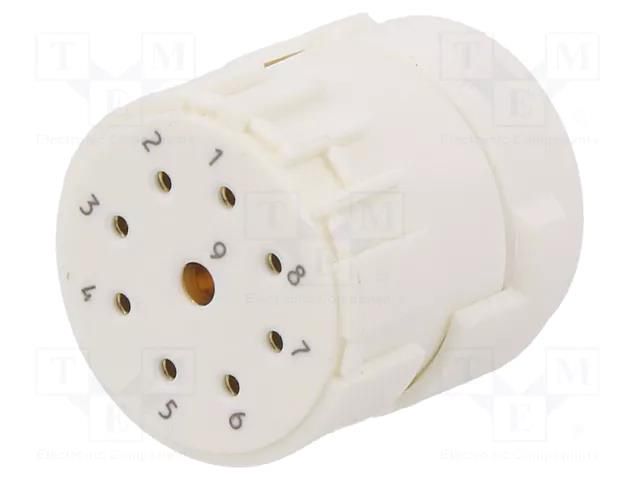 Connector: M23; contact insert; PIN: 9(1+8); female; soldering HUMMEL 7.001.981.104