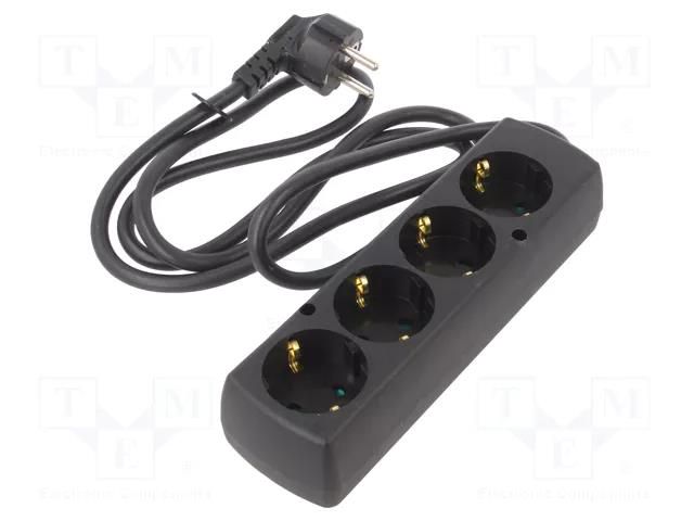 Extension lead; 3x1.5mm2; Schuko; Sockets: 4; PVC; black; Len: 1.5m JONEX PS-470S/1.5-1.5BK