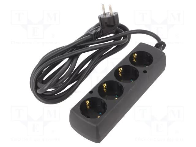 Extension lead; 3x1.5mm2; Schuko; Sockets: 4; PVC; black; Len: 3m JONEX PS-470S/1.5-3.0BK